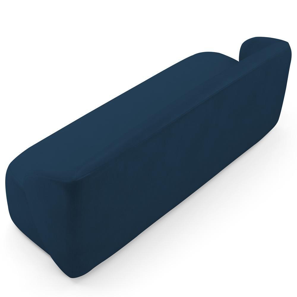 Sofá 3 Lugares Orgânico Para Sala De Estar Living 205cm Heidy F04 Veludo Azul - Lyam Decor - 6