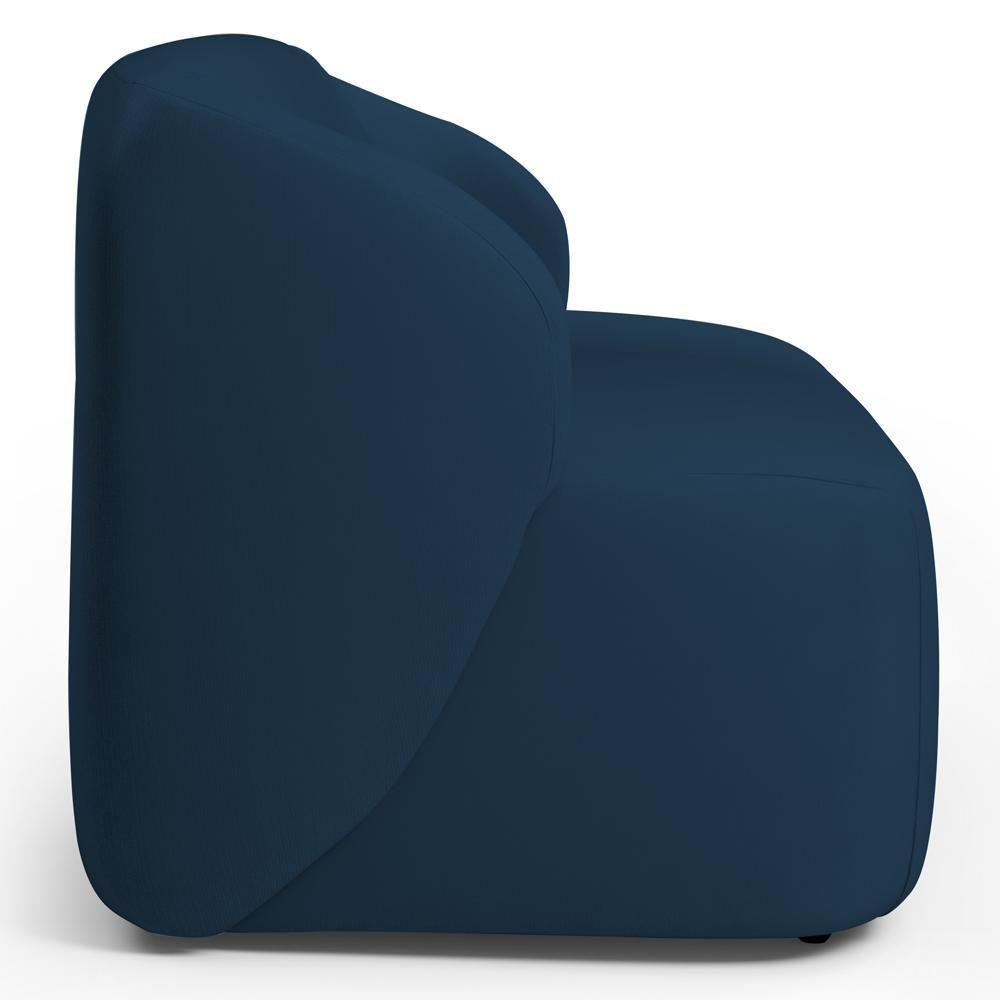 Sofá 3 Lugares Orgânico Para Sala De Estar Living 205cm Heidy F04 Veludo Azul - Lyam Decor - 7