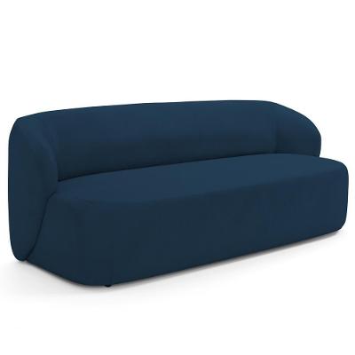 Sofá 3 Lugares Orgânico Para Sala De Estar Living 205cm Heidy F04 Veludo Azul - Lyam Decor