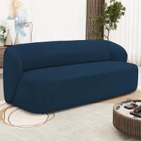 Sofá 3 Lugares Orgânico Para Sala De Estar Living 205cm Heidy F04 Veludo Azul - Lyam Decor - 2