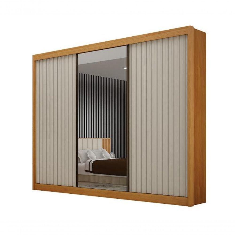 Roupeiro San Marino Ripado 1 Espelho Leifer - Cinamomo-off - 4