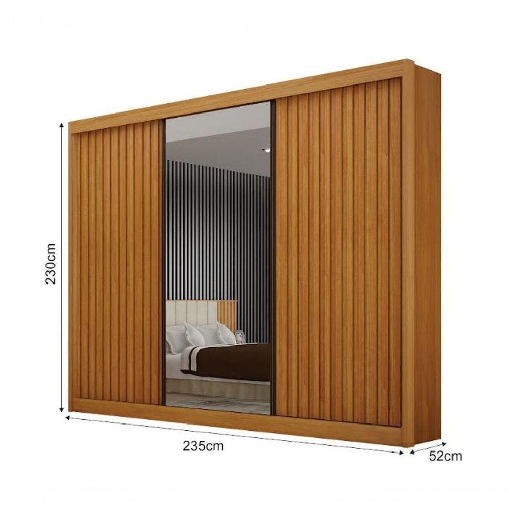 Roupeiro San Marino Ripado 1 Porta Espelho Leifer - Cinamomo - 3