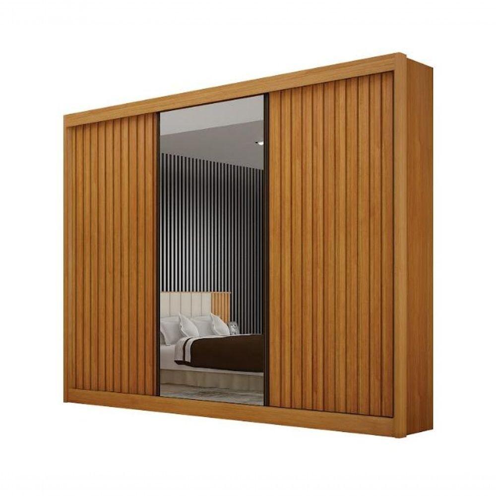 Roupeiro San Marino Ripado 1 Porta Espelho Leifer - Cinamomo - 7