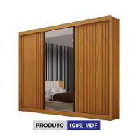 Roupeiro San Marino Ripado 1 Porta Espelho Leifer - Cinamomo