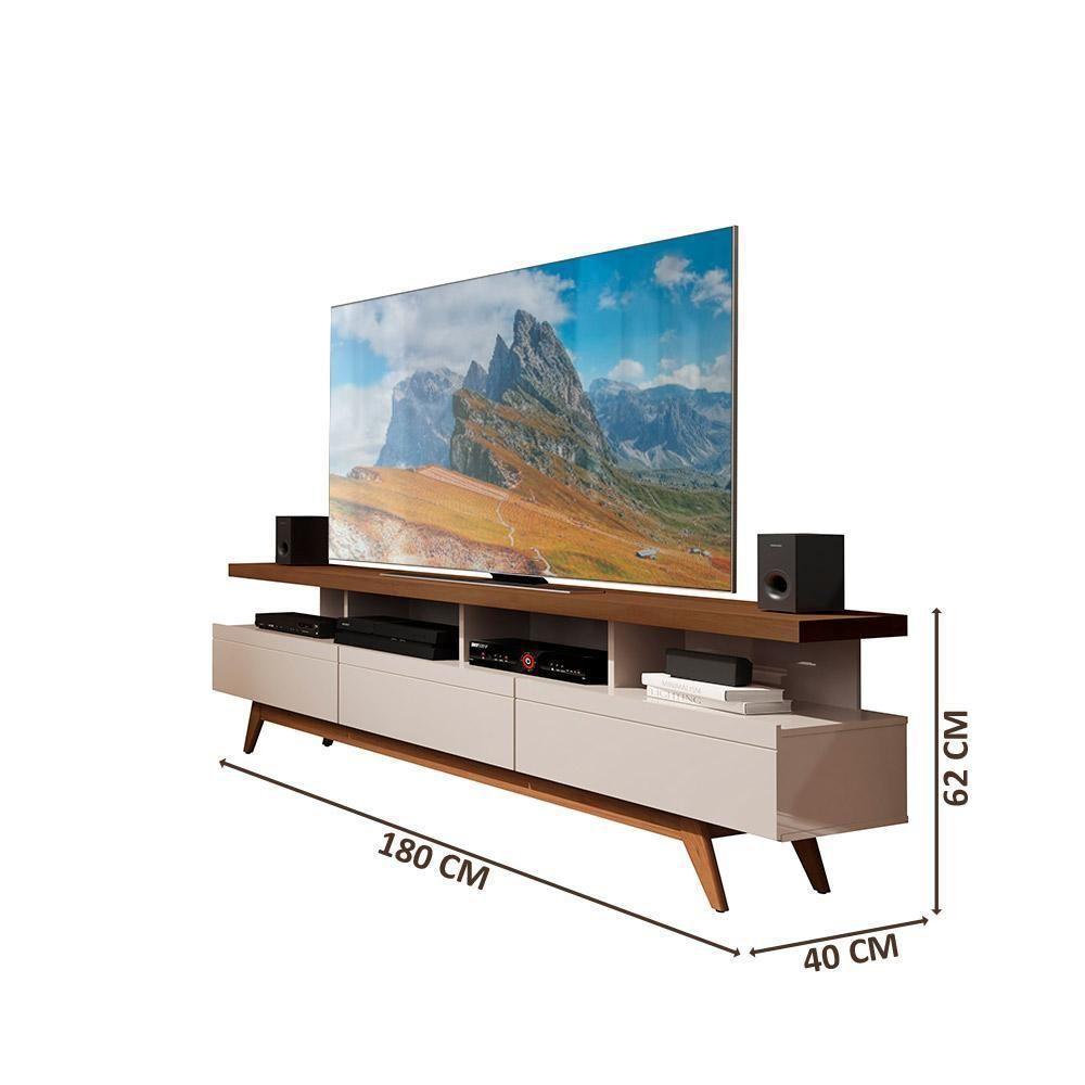 Rack Para Tv Até 70 Pol Com Gavetas E Rodízios 1.8 Vivare Wood Off White - 4