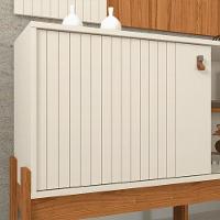 Rack Painel Com Friso Wood 1,20m Tvs 42 Polegas Prateleiras E Porta De Correr Design Moderno Perola Metalizado Cinamomo Mel - 5