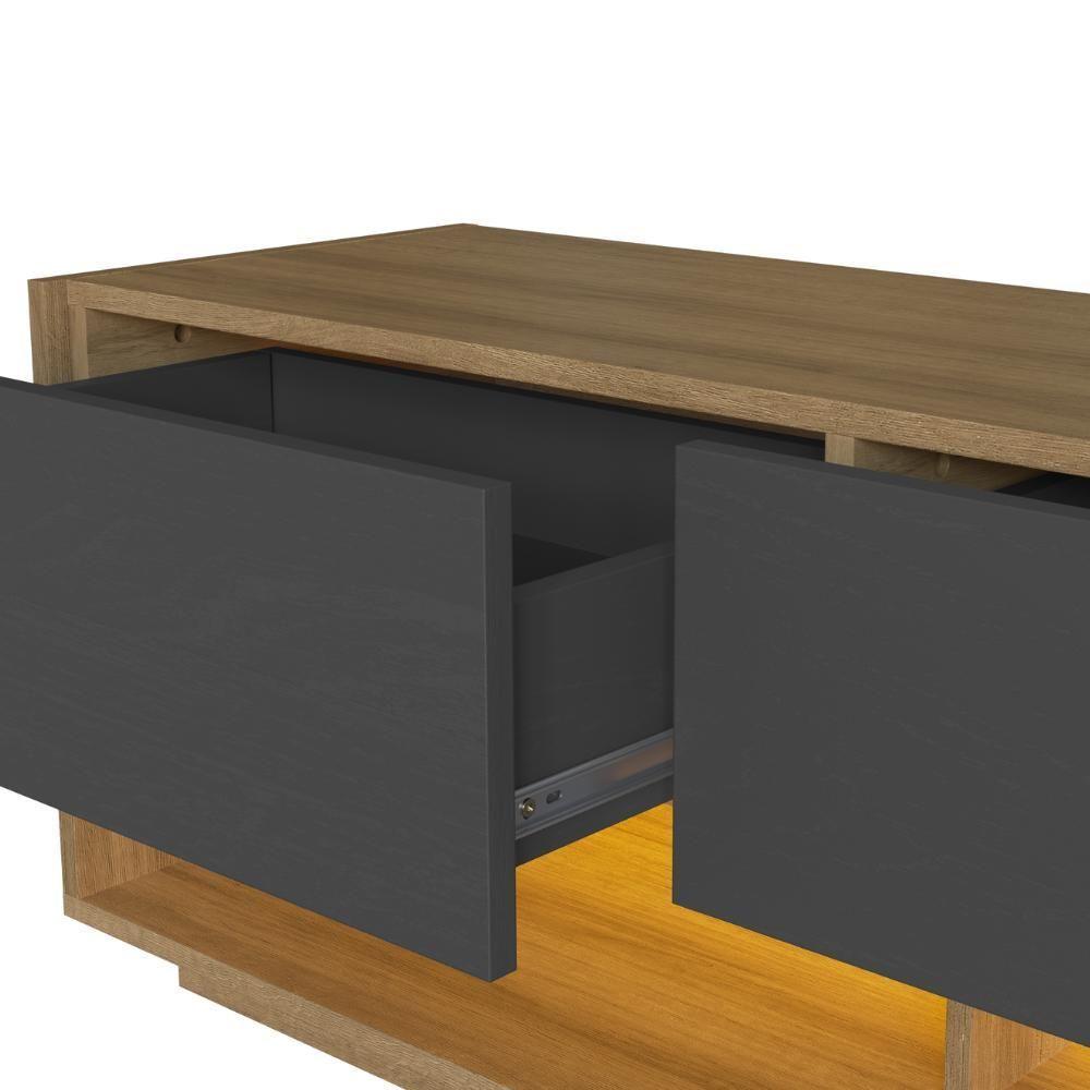 Rack Moderno Com Led 03 Gavetasavetas 180cm Mel Grafite Proddy - 5