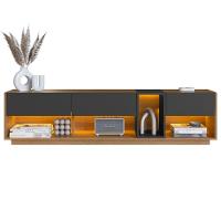 Rack Moderno Com Led 03 Gavetasavetas 180cm Mel Grafite Proddy - 1