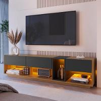 Rack Moderno Com Led 03 Gavetasavetas 180cm Mel Grafite Proddy - 7