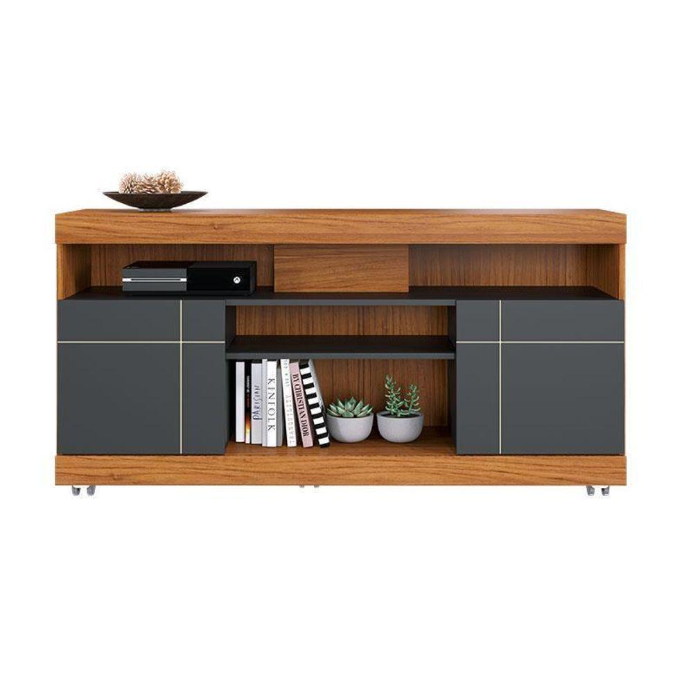 Rack Bancada Yara Com Mesa De Centro Jeri Noce Milano Preto Acetinado - Colibri - 8