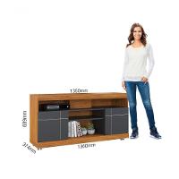 Rack Bancada Yara Com Mesa De Centro Jeri Noce Milano Preto Acetinado - Colibri - 6