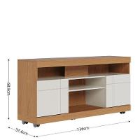 Rack Bancada Yara Com Mesa De Centro Jeri Freijó Off White - Colibri