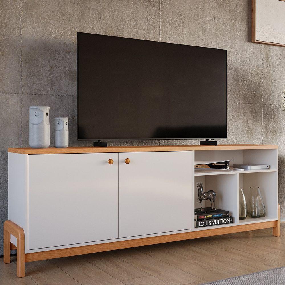 Rack Bancada Para Tv De Até 75 2 Portas Sandy Off White-jequitiba - 6