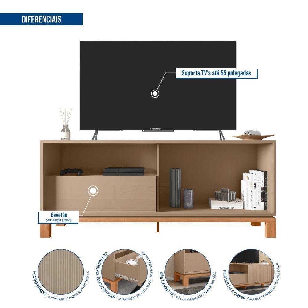 Rack Bancada Para Tv Até 55 Polegadas Mondrian Caemmun Sued/freijo - 10
