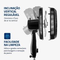 Ventilador De Coluna Mondial 40cm 8 Pás Turbo NVT-40C-8P-B Preto Prata 220V