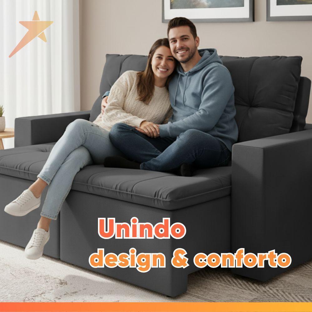 Sofá Retrátil E Reclinável 3 Lugares 2m Veludo Damasco Cinza - 6
