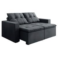 Sofá Retrátil E Reclinável 3 Lugares 2m Veludo Damasco Cinza - 1