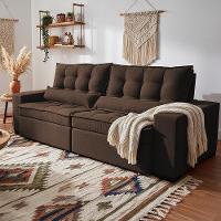 Sofá Retrátil E Reclinável 2,92m Molas Ensacadas Belle. Boucle Cama Inbox Marrom - 5