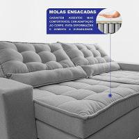 Sofá Retrátil E Reclinável 2,72m Molas Ensacadas Belle. Boucle Cama Inbox Cinza Claro - 2