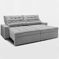 Sofá Retrátil E Reclinável 2,72m Molas Ensacadas Belle. Boucle Cama Inbox Cinza Claro - 8