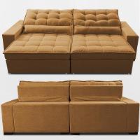 Sofá Retrátil E Reclinável 2,92m Molas Ensacadas Belle. Boucle Cama Inbox Caramelo. - 2