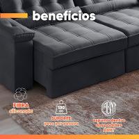 Sofá Retrátil E Reclinável 4 Lugares 2,52m Veludo Ilhéus Cinza