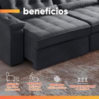 Sofá Retrátil E Reclinável 4 Lugares 2,52m Veludo Ilhéus Cinza - 5