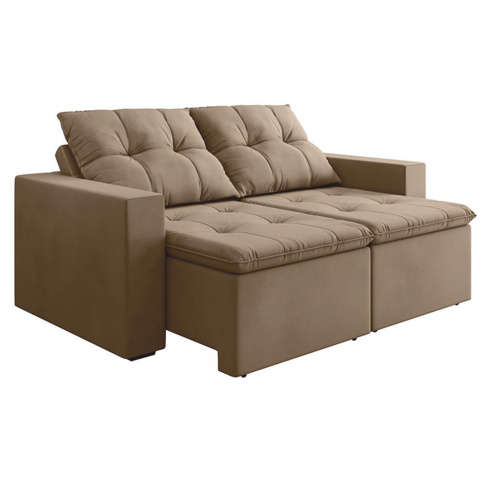 Sofá Retrátil E Reclinável 3 Lugares 2m Veludo Damasco Castor - 1