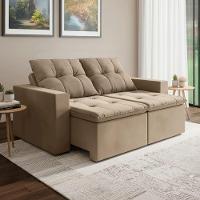 Sofá Retrátil E Reclinável 3 Lugares 2m Veludo Damasco Castor - 2