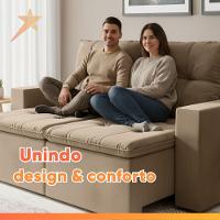 Sofá Retrátil E Reclinável 3 Lugares 2m Veludo Damasco Castor - 6