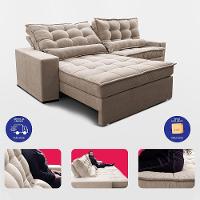Sofá Retrátil E Reclinável 2,52m Molas Ensacadas Belle. Boucle Cama Inbox Bege Claro - 7