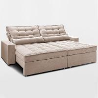 Sofá Retrátil E Reclinável 2,52m Molas Ensacadas Belle. Boucle Cama Inbox Bege Claro - 8