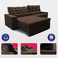 Sofá Retrátil E Reclinável 2,72m Molas Ensacadas Belle. Boucle Cama Inbox Marrom - 6