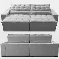 Sofá Retrátil E Reclinável 2,12m Molas Ensacadas Belle. Boucle Cama Inbox Cinza Claro - 6