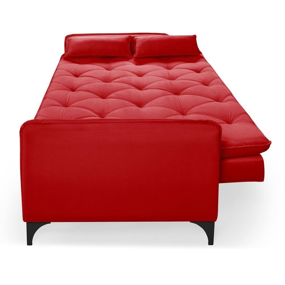 Sofá Cama Yara 3 Lugares Reclinável 2,08m Suede Vermelho - 5