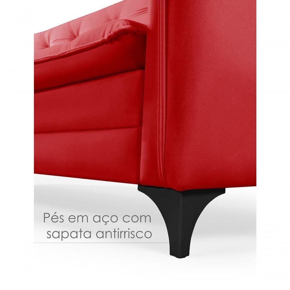 Sofá Cama Yara 3 Lugares Reclinável 2,08m Suede Vermelho - 6
