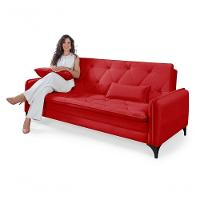 Sofá Cama Yara 3 Lugares Reclinável 2,08m Suede Vermelho - 3