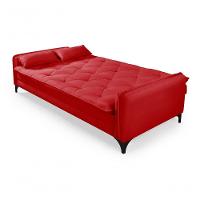 Sofá Cama Yara 3 Lugares Reclinável 2,08m Suede Vermelho