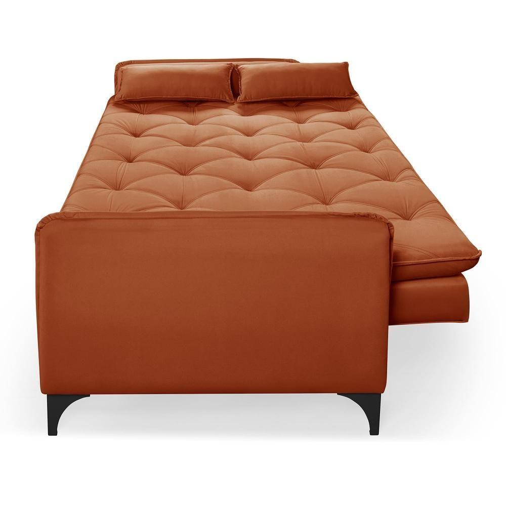 Sofá Cama Yara 3 Lugares Reclinável 2,08m Suede Terracota - 4