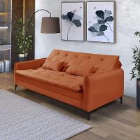Sofá Cama Yara 3 Lugares Reclinável 2,08m Suede Terracota - 1