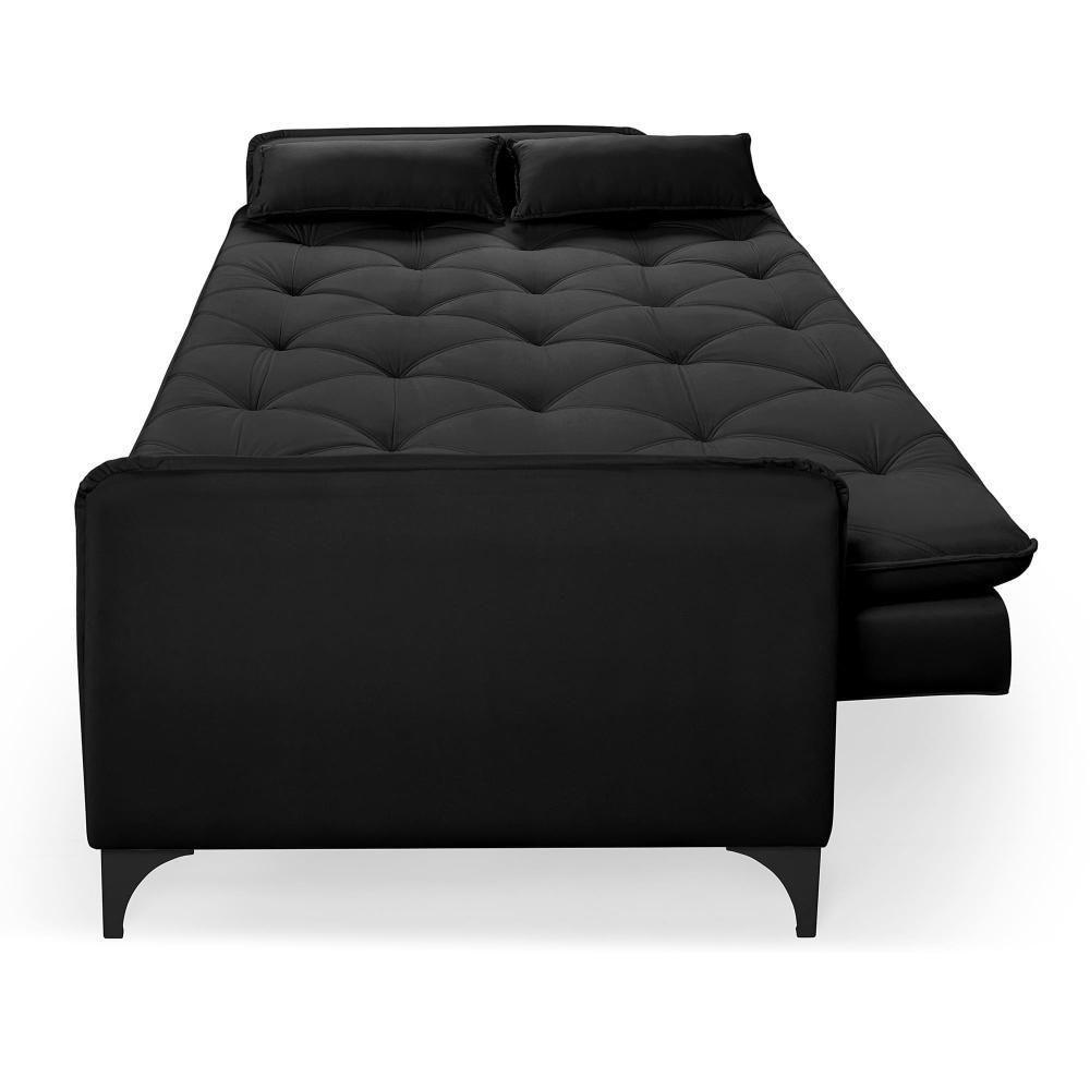 Sofá Cama Yara 3 Lugares Reclinável 2,08m Suede Preto - 5
