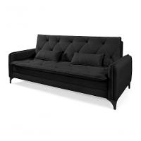 Sofá Cama Yara 3 Lugares Reclinável 2,08m Suede Preto - 3