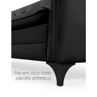 Sofá Cama Yara 3 Lugares Reclinável 2,08m Suede Preto - 6
