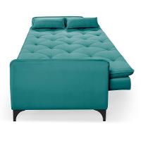Sofá Cama Yara 3 Lugares Reclinável 2,08m Suede Azul Turquesa Azul Turquesa - 5