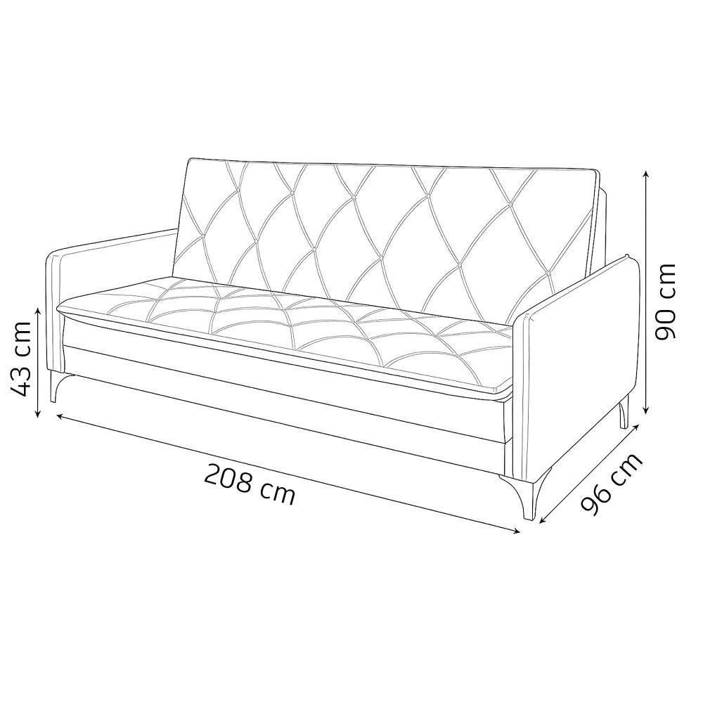 Sofá Cama Yara 3 Lugares Reclinável 2,08m Suede Azul Marinho - 8