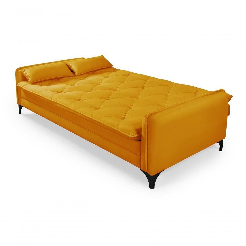 Sofá Cama Yara 3 Lugares Reclinável 2,08m Suede Amarelo - 3