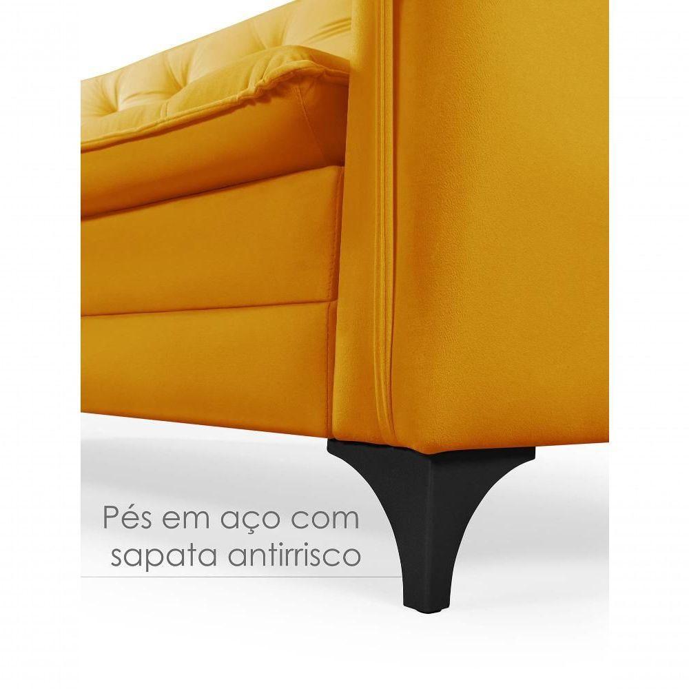 Sofá Cama Yara 3 Lugares Reclinável 2,08m Suede Amarelo - 5