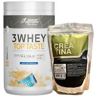 Kit Whey Protein Body Action 900g + Creatina 100% Pura 500g Sabor Leite Condensado - 1