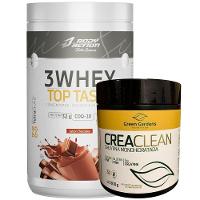 Kit Whey Protein 3w + Creatina Monohidratada 300g Combo Sabor Chocolate - 1