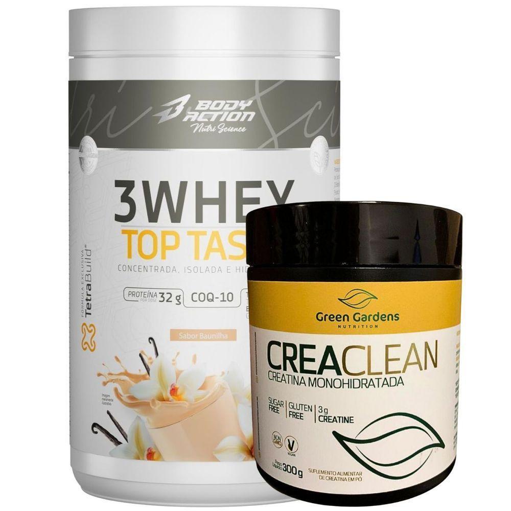 Kit Whey Protein 3w + Creatina Monohidratada 300g Combo Sabor Baunilha - 1